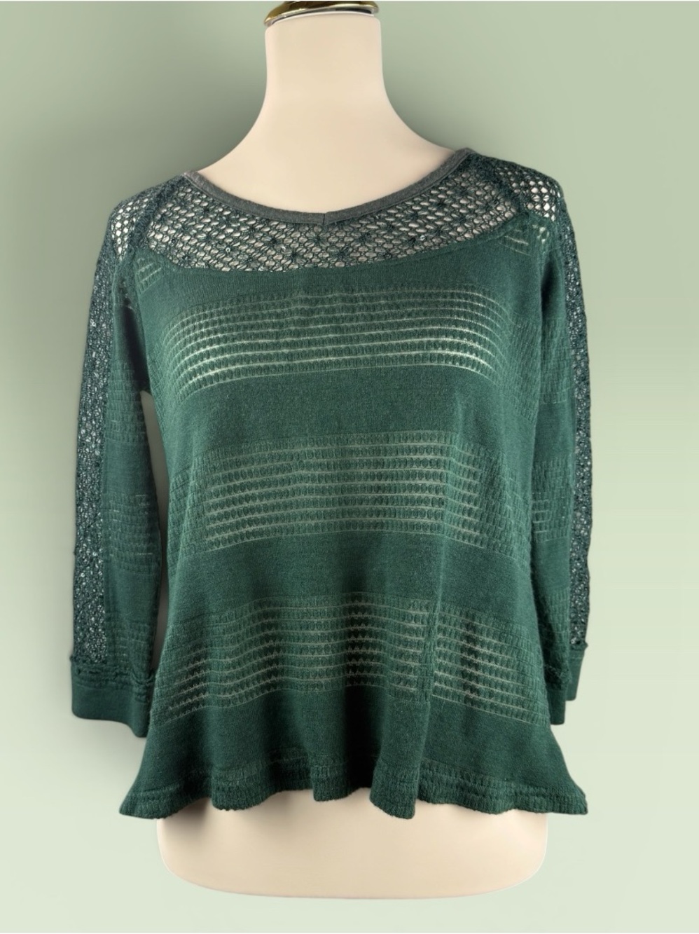 Miss Me Women's Top Sz Small Forest Green Mesh Sequin Button Back Y2K